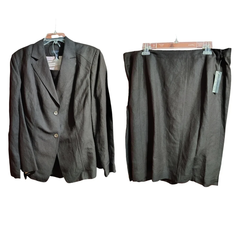 Context Woman Brown Linen Blend 2PC Suit | Size 18W | NWT